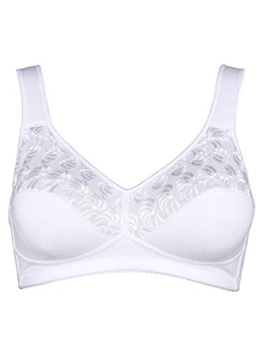 Speidel Women's Soft Bra with Batiste Embroidery on the Upper Cup Support Straps, Adjustable Back White 110B on Sale