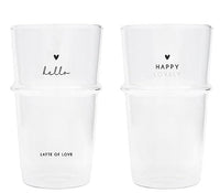 Thumbnail for Bastion Collections Gläser-Set Latte Macchiato Hello & Happy Lovely 2tlg. versch. Motive Glas transparent schwarz bedruckt H14cm gedeckter Tisch