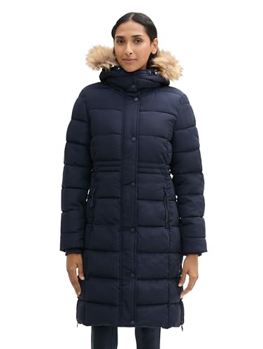 TOM TAILOR Damen Puffer Parka mit Abnehmbarer Kapuze, 14482 - Deep Black, im Sale