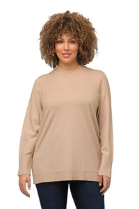 Thumbnail for Ulla Popken Damen, Stehkragen, Langarm, Rippbündchen Pullover, Sand, 50-52 im Sale