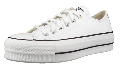 Converse Damen Chuck Taylor All Star Platform Clean Leather Sneakers, White Black White, EU im Sale