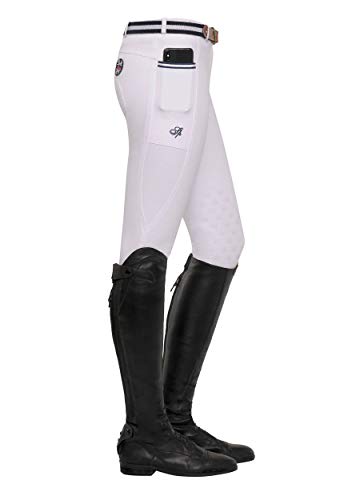 SPOOKS Damen Reithose Kniebesatz, Damenreithose Reithosen Turnierreithose Kniebesatzreithose - Leena Knee Grip, Weiss im Sale