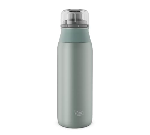 alfi ELEMET BOTTLE 600ml, matte green, lightweight stainless steel drinking bottle, absolutely leak-proof with screw cap, for carbonated drinks, small, dishwasher-safe, BPA-free on sale