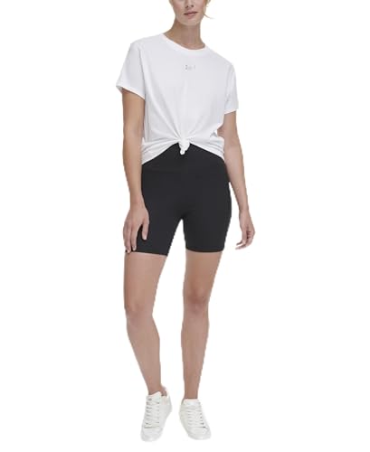 DKNY Women's Metallic Bubble Logo Shirt, White, Small im Sale