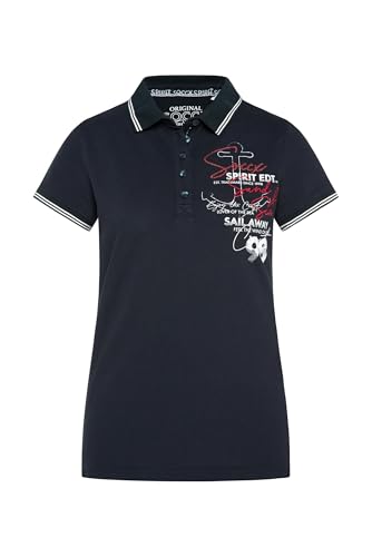 SOCCX Damen Pikee-Polo mit Rücken-Artwork Muted Aqua im Sale
