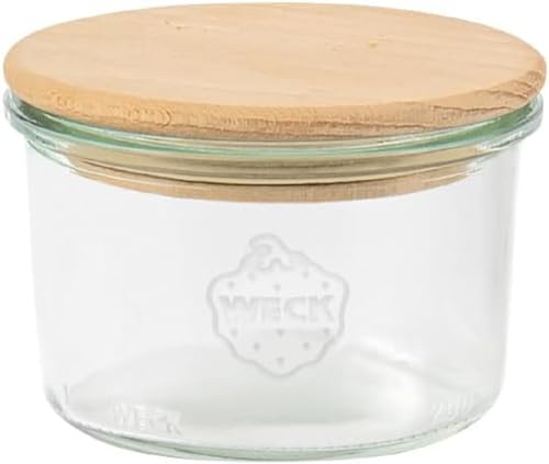 Weck Gläser Sturzform #751 (12 Stück, Inhalt 200 ml, Vorratsglas mit Holzdeckel + Silikondichtung, Aufbewahrungsglas für Dessert, Dipps, Lebensmittel) 79201 im Sale
