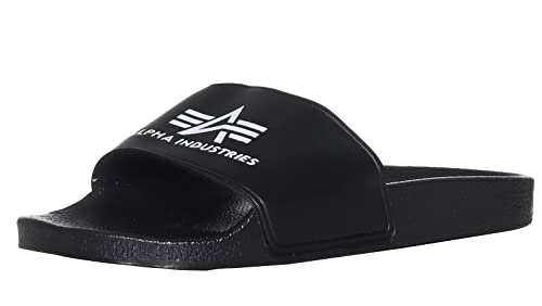 Alpha Industries Unisex Alpha Slider Bequeme Badeslipper für Herren Slipper, Black, EU im Sale