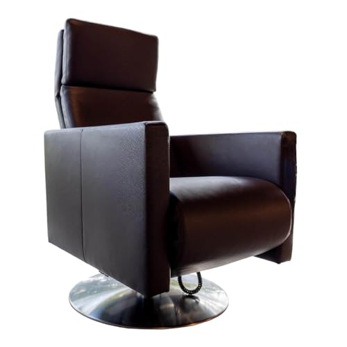 Erpo Relaxsessel EM 210.15 Bezug Leder 43.059 Anthrazit Linsenfußteller Edelstahl Geb... im Sale