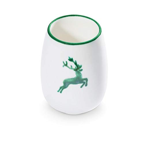 GMUNDNER KERAMIK Vase Height: 11 cm Green Deer Tableware, handmade in Austria on Sale