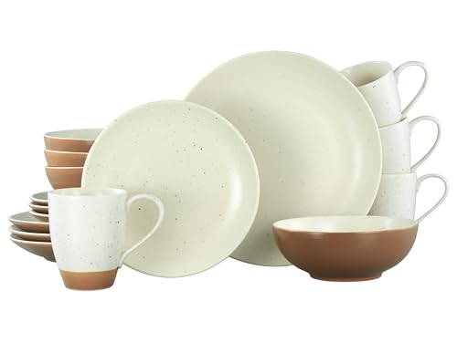 CreaTable, 33071, SAND DUNES series, 16-piece tableware set, combination service made of stoneware, dishwasher and microwave safe, quality production on sale