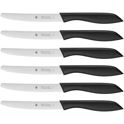 WMF Classic Line Frühstücksmesser Set 6-teilig, 23 cm, Brötchenmesser Wellenschliff, Brotzeitmesser, Spezialklingenstahl, Kunststoffgriff, schwarz im Sale
