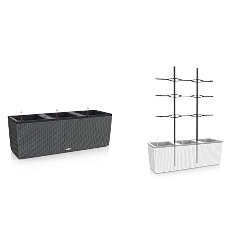 Lechuza Trio Cottage 30 Pflanzgefäß mit ERD-Bewässerungs-System, Granit, 100 x 32 x 34 cm & Trio Cottage 30 Rankgitter, Neutral im Sale