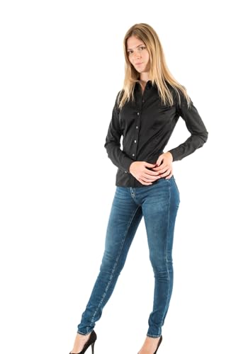 Guess Damen LS CATE Button Down Shirt, Schwarz, im Sale
