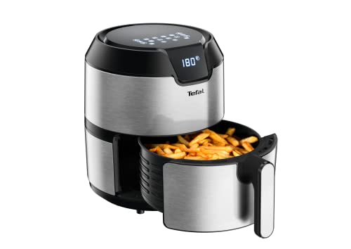 Tefal Heißluftfritteuse Easy Fry Deluxe , Air Fryer, 1500 W, 4,2 für 6 Portionen, 8 automatische Programme, Digitales Display, energiesparend, gesunde Friteuse ohne Öl, Edelstahl, EY401D im Sale