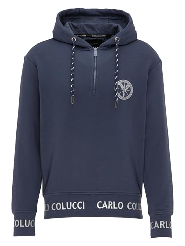 Carlo Colucci Herren Basic Kapuzen-Troyer Schwarz im Sale