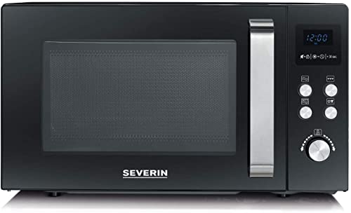 SEVERIN MW 7750 2-in-1 Microwave (800 W, with grill function, including grill rack and turntable, Ø 24.5 cm) black on sale