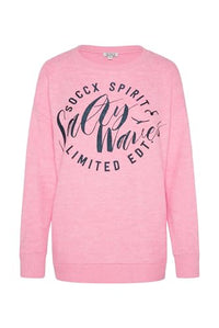 Thumbnail for SOCCX Damen Oversized Pullover mit Glitter Print Nautic Navy im Sale