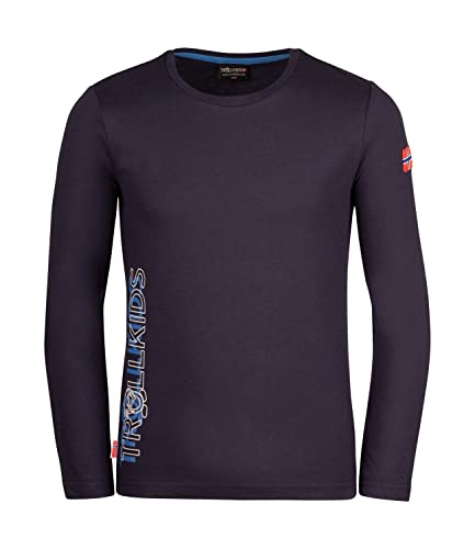 Trollkids Kinder Longssleeve Shirt Stavanger, Petrolblau/Grün, im Sale