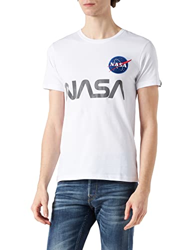 Alpha Industries Herren NASA Reflective T-Shirt, White, im Sale