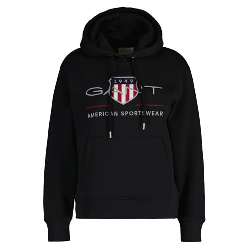 Gant Damen Archive Shield Hoodie Kapuzenpullover, Black, im Sale