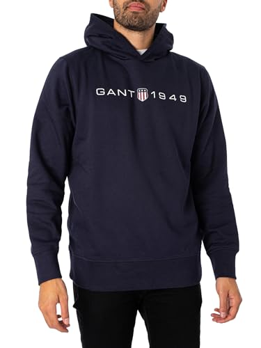 GANT Herren Printed Graphic Hoodie Kapuzenpullover, Black, im Sale