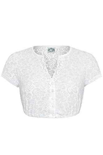 Hammerschmid Damen Dirndlbluse V-Ausschnitt aus Spitze weiß, WEIß, 34 im Sale