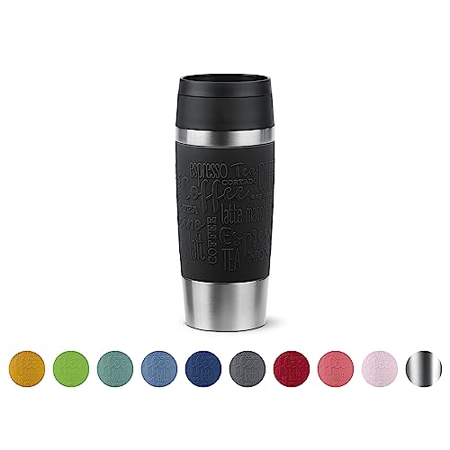 Emsa N20202 Travel Mug Classic Isolierbecher 0,36 Liter | neuer Komfort-Schraubverschluss | Edelstahl | 4h heiß und 8h kalt | 100% dicht | spülmaschinenfest | 360°-Trinköffnung | Schwarz im Sale