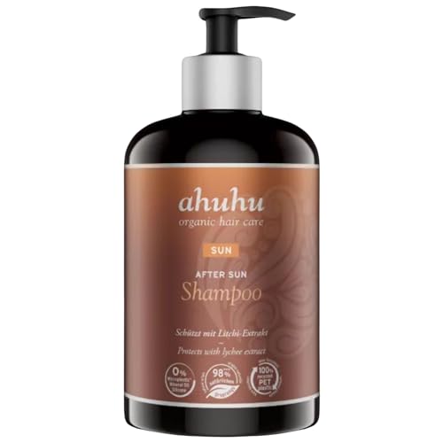 ahuhu SUN After Sun Shampoo (500ml) - Mild care shampoo with organic coconut water and lychee extract to protect against chlorine, salt, and sunscreen residues, vegan on sale