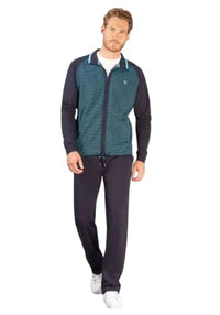 Thumbnail for hajo men's homewear suit, climate comfort, navy-turquoise, 56 on sale
