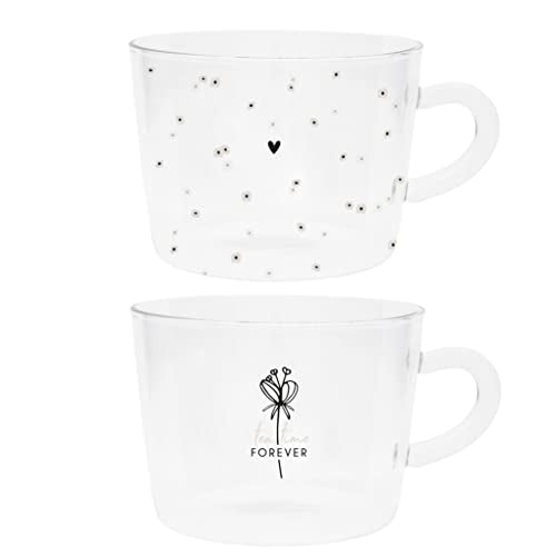 Bastion Collections Teeglas-Set Daisies & tea time FOREVER 2tlg. versch. Motive Glas transparent schwarz bedruckt gedeckter Tisch