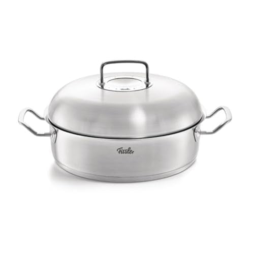 Fissler Original-Profi Collection / Stainless steel roaster (4.8 - Ø 28 cm) round casserole dish with metal lid - induction, silver on sale
