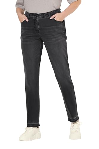 Ulla Popken Damen Sammy, mit offenem Saum Jeans, Black, W45 / L32 im Sale