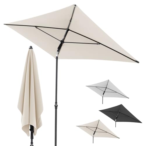 Doppler Parasol Rethink 200cm in Natural - Round parasol for balcony &amp; terrace - Sustainable parasol made from 100% recycled polyester fabric - Balcony parasol - With cover - climate friendly on sale