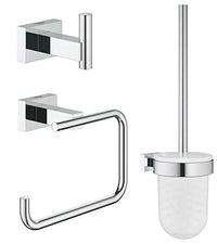 Thumbnail for GROHE Essentials Cube - WC-Set 3 in 1 (pflegeleichte Chromoberfläche, Material aus Glas und Metall, verdeckte Befestigung, langlebig), chrom, 40757001 im Sale