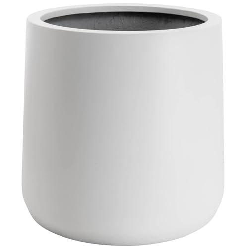 VIVANNO Frost-proof Weatherproof Fiberglass Conical Flowerpot for Indoor and Outdoor Use, Matt White, 40x38 cm on Sale