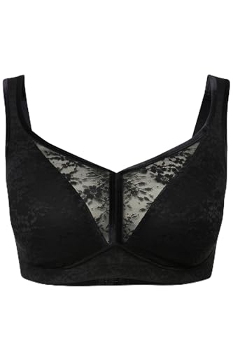 Ulla Popken Damen Minimizer, Wireless, foamcup, Jaquard 830098 BH, schwarz, 95C im Sale