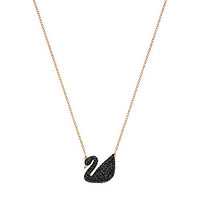 Thumbnail for Swarovski Iconic Swan Pendant, Swan, Small, Black, Rose Gold Plated on Sale