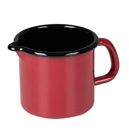 Riess, 0039-020, Schnabeltopf 10, CLASSIC - COLOR ROT, Durchmesser 10 cm, Höhe 10 cm, Inhalt 0.75 Liter, Emaille, rot/schwarz, Induktion im Sale