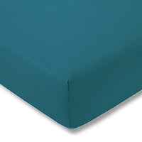 Thumbnail for ESTELLA fitted sheet, twisted jersey | Cyan | 200x200 cm | suitable for mattresses 180-200 cm (width) x 200-220 cm (length) | dryer-safe and non-iron | 100% cotton | 97% cotton, 3% elastane on sale