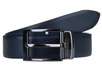 Thumbnail for LLoyd men's leather belt, reversible belt, curved, black - blue, can be shortened, 35mm leather belt, black/blue, 100 on sale