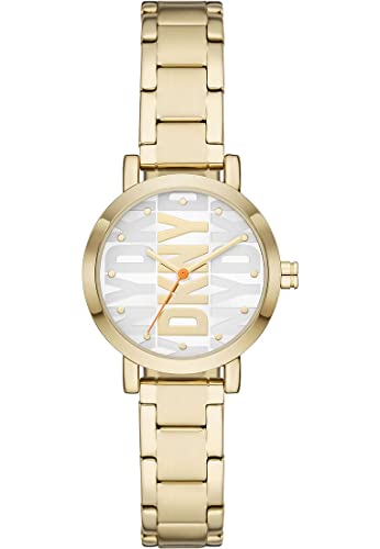 DKNY Damenuhren Soho, QuarzDreizeiger Uhrwerk, 28MM Gold Alloy Gehäuse mit Edelstahlarmband, NY6647 im Sale