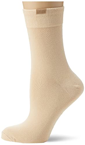 Nur Die Damen 3er Pack Passt Perfekt Atmungsaktive Baumwolle Einfarbig Komfortbund Ohne Drückende Naht Socken, Beige, 35-38 EU