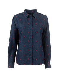 Thumbnail for s'questo blouse 1/1 denim blouse, heart embroidery, blouse collar, blue indigo Soquesto collection Sweet Soul on sale