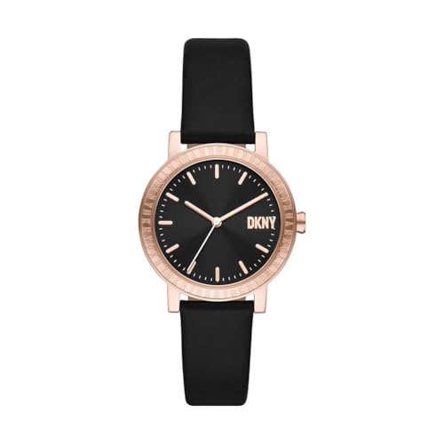 DKNY Damenuhren Soho D, Dreizeiger Uhrwerk, 34mm Rose Gold Edelstahlgehäuse mit Lederarmband, NY6618 im Sale