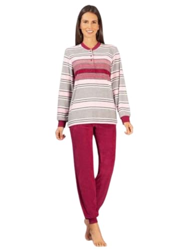 hajo - Women's terry cloth climate pajamas with cuffs, berry, 44/46 on sale