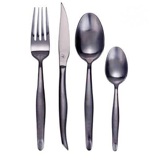 LAGUIOLE - LAGUIOLE Ménagère Besteckset Kaffeelöffel Suppenlöffel Gabel Messer Set 4 Convives, Mattschwarz, 16 Teile im Sale