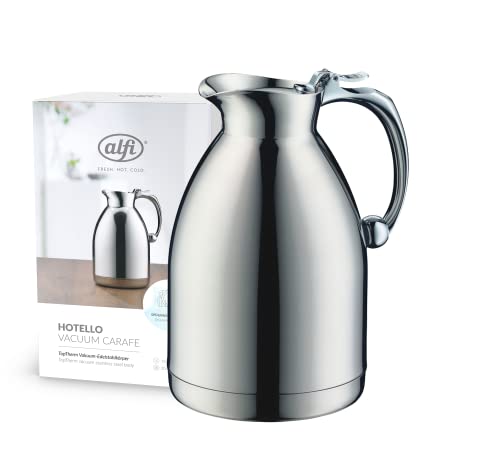 alfi HOTELLO 1.5l, insulated jug made of double-walled stainless steel, keeps hot for 4 hours, cold for 6 hours, loose-fitting lid, one-handed pouring, plastic-free, dishwasher-safe, for the catering industry on sale
