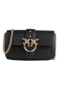 Thumbnail for Pinko Women's Love ONE Pocket C Vitello SETA Handbag, Z99q_black-Antique Gold on Sale