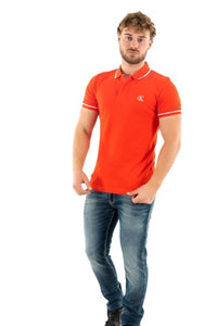 Thumbnail for Calvin Klein Jeans Men's Short Sleeve Polo Shirt, Red (Fiery Red), on Sale