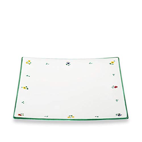 GMUNDNER KERAMIK square underplate Size: l= 31 cm xw= 31 cm xh= 2.8 cm Scattered flower tableware, handmade in Austria on sale